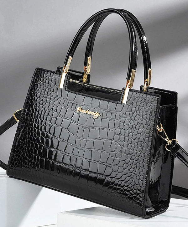 Luxurious Old Money Crocodile Embossed Handbag