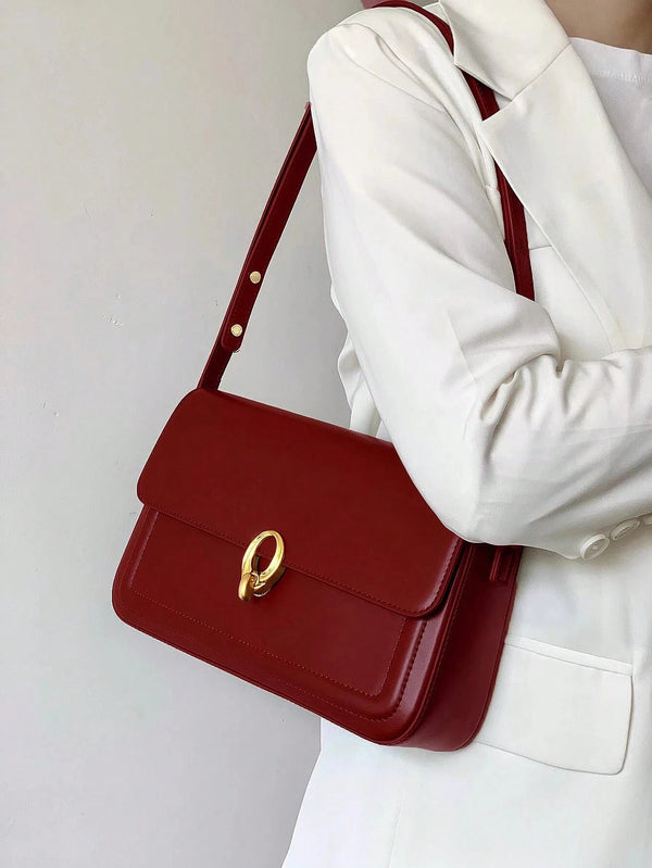 Vintage Retro Solid Color Shoulder Bag