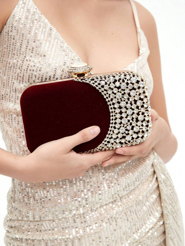 Women's Fashionable Mini Velvet Glitter Clutch