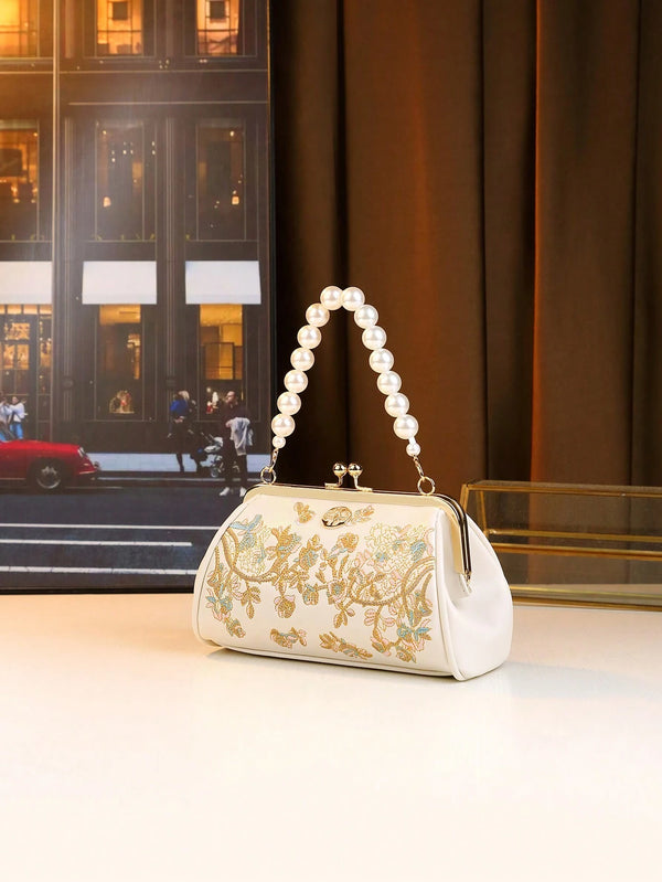 Brel Pearl Perfection & Elegant Retro Clutch Bag