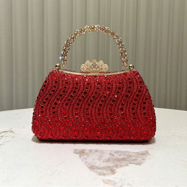 Solid Color Luxury Rhinestone Handbag