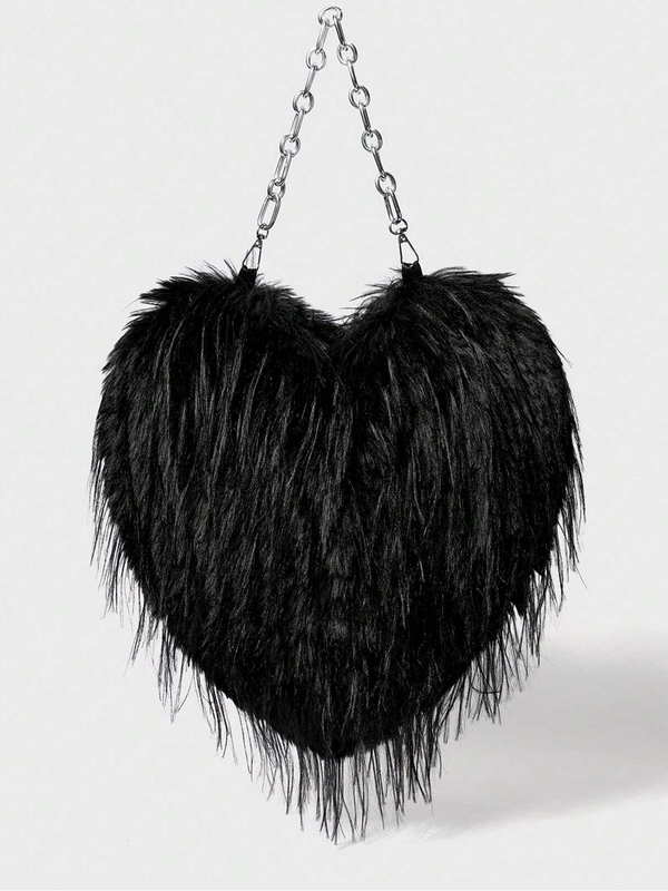 Heart-Shaped Metal Chain Crossbody Bag