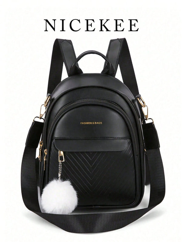 Timeless Chevron-Patterned Embossed Backpack